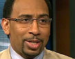 Stephen A. Smith talks Floyd Mayweather with co-host, Skip Bayless.