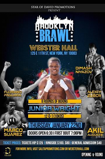 Brooklyn Brawl - Webster Hall - Official Fight Poster - Junior Wright