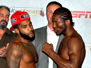 (Right) Hassan N’Dam N’Jikam 158.2 Lbs. -- (Left) Curtis Stevens 158.8 Lbs