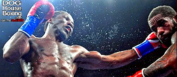 L-R: Hassan N’Dam hammers Curtis Stevens.