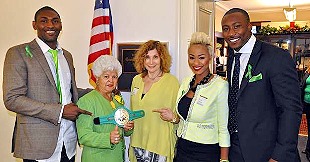 Left to right: Metta World Peace, Congresswoman Grace Napolitano,