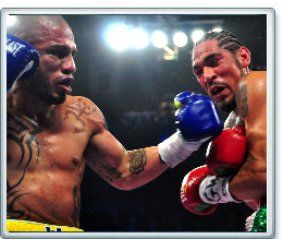 Miguel Cotto lands punch on Antonio Margarito