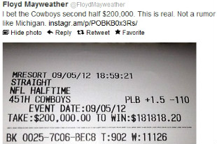 Floyd Mayweather tweets  Rumor over Gambling Loss.