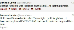 Lennox lewis tweets Bums