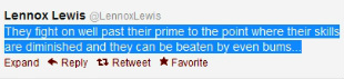 Lennox lewis tweets Bums