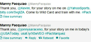 Manny Pacquiao thanks Kevin Iole and Jon Saraceno