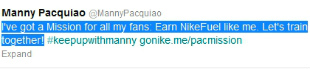 Manny Pacquiao tweets Nike Product