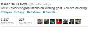 Oscar De La Hoya tweets for Katie Taylor