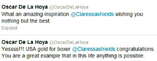 Oscar De La Hoya tweets for Claressa Shields