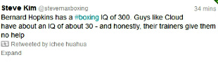 Steve Kim's tweet on Bernard Hopkins' IQ